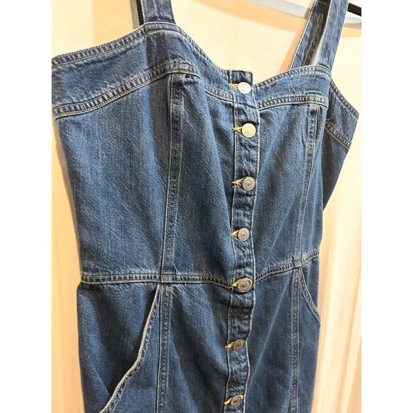 Levi's Denim Dress Women's Medium Button Front Sleeveless Jean Blue - Picture 1 of 8